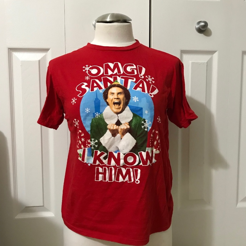 elf christmas shirt red sz medium